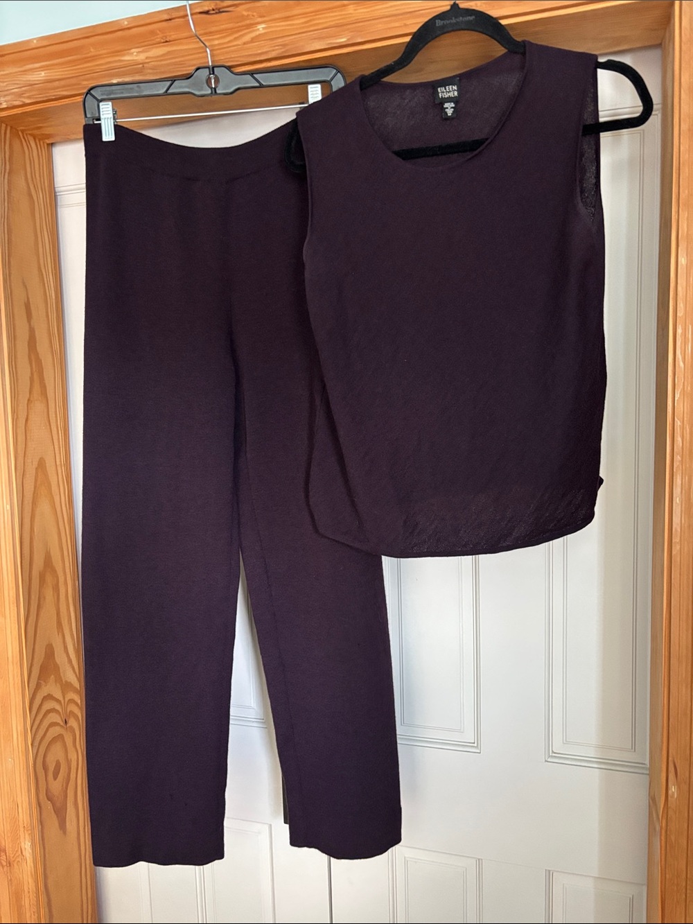 Eileen Fisher Plum Sleeveless Knit Tank & Straight-Leg Pants Set